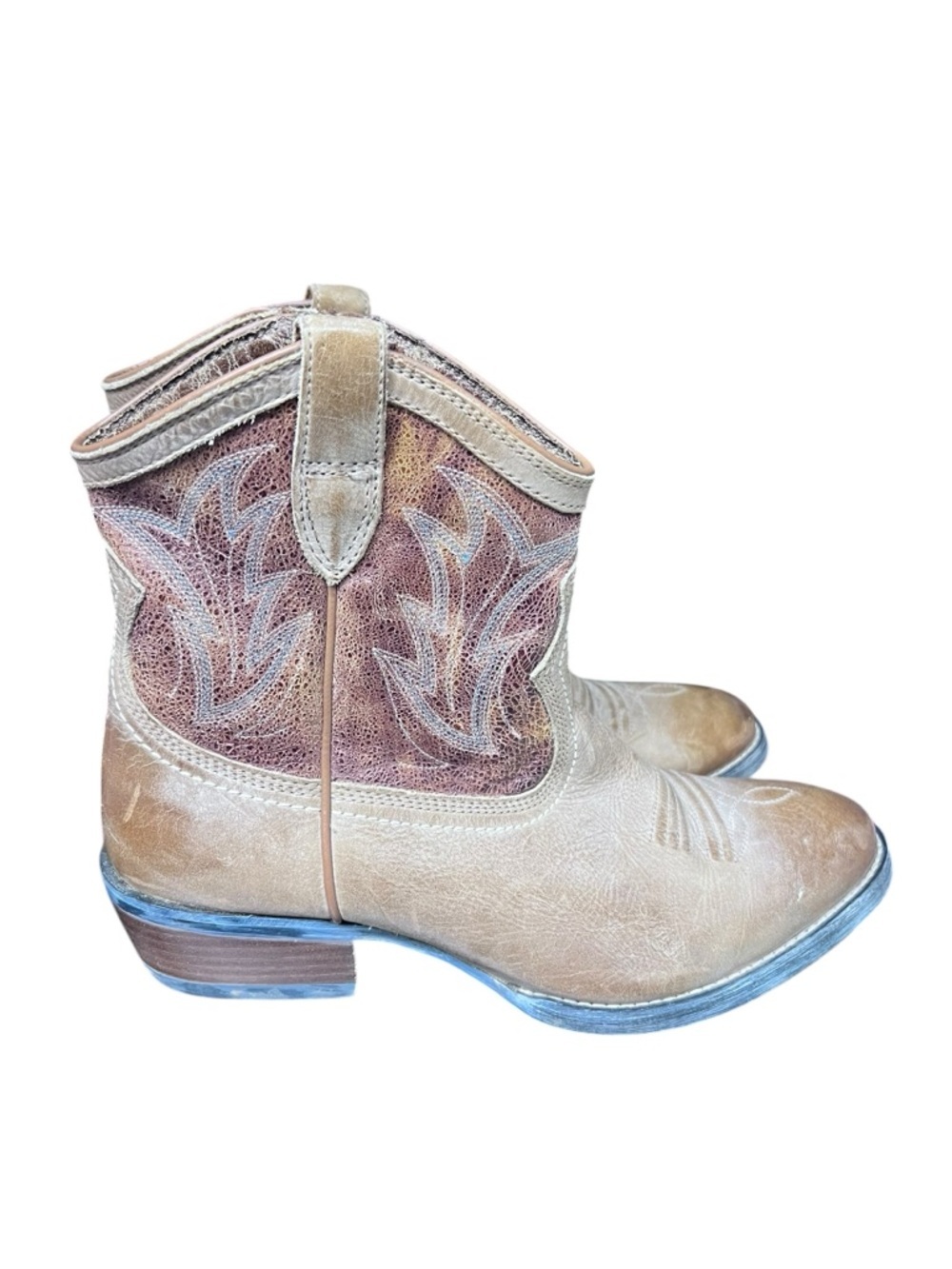 Ariat 10007966 Billie Brown Leather Side Zip Western Cowboy Ankle Boots Size 8.5